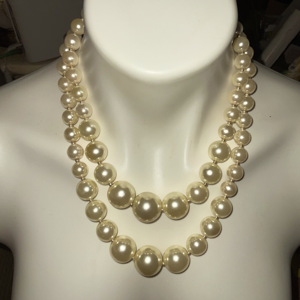 Faux New Vintage Collection 2001 Pearl Double Necklace16”To18” =38”Lw/3”Extender